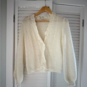 Sezane Angelie Cream Knit Sweater Cardigan